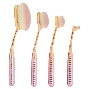 Moda Rosé Face Perfecting 4pc Face Makeup Brush Kit – Perfect for Foundation, Contouring & Highlighting with Soft Vegan Filaments