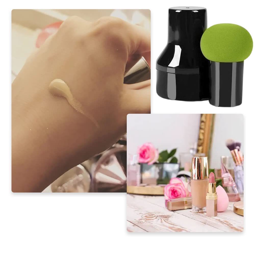 2 Pcs Makeup Sponges Makeup Sponges with Handles Cases Makeup Puffs for Foundation Creams and Powders (Mushroom A) - Image 6