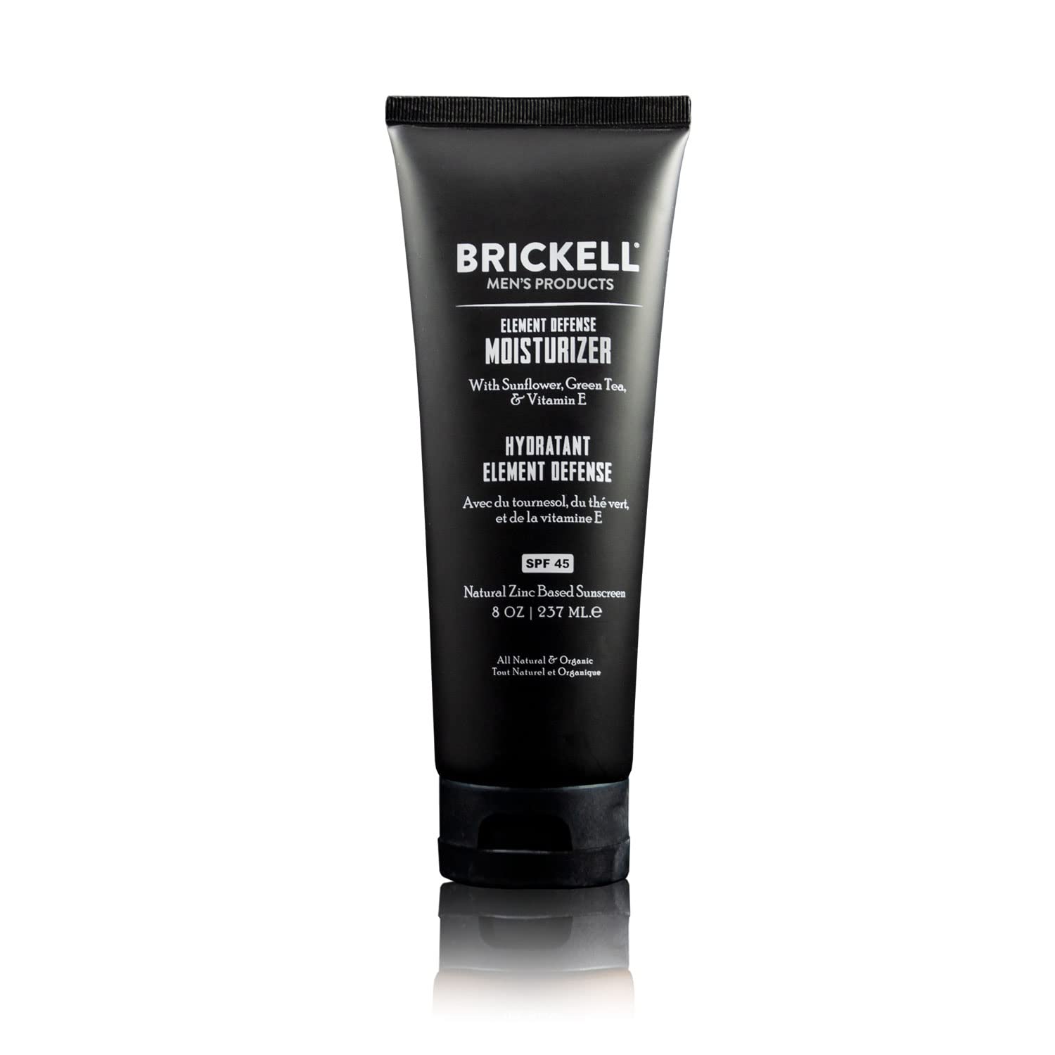 Brickell Men's Element Defense SPF45 Moisturizer for Men, Natural & Organic, Zinc Oxide Mineral Sunscreen, Hydrates and Protects Skin Against UVA/UVB Rays, 8 Ounce, Unscented