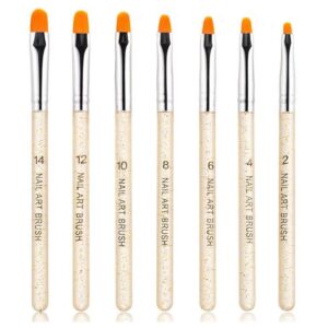 7Pcs Uv Gel Nail Brush, Poly Extension Gel Brush, Nail Art Tips Builder Painting Pen Set(No.2/4/6/8/10/12/14)