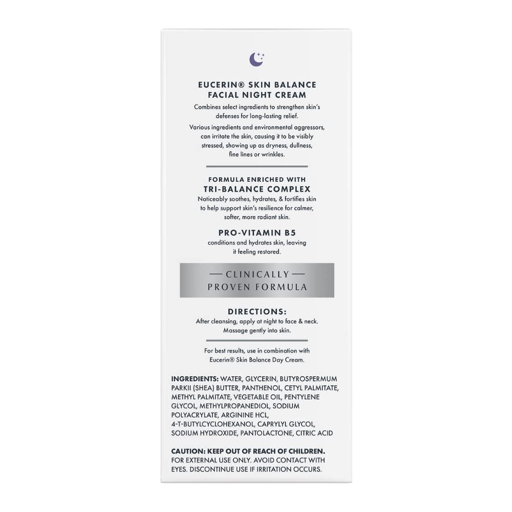 Eucerin Skin Balance Sensitive Skin Night Cream 1.7 Oz with Tri-Balance Complex - Image 3