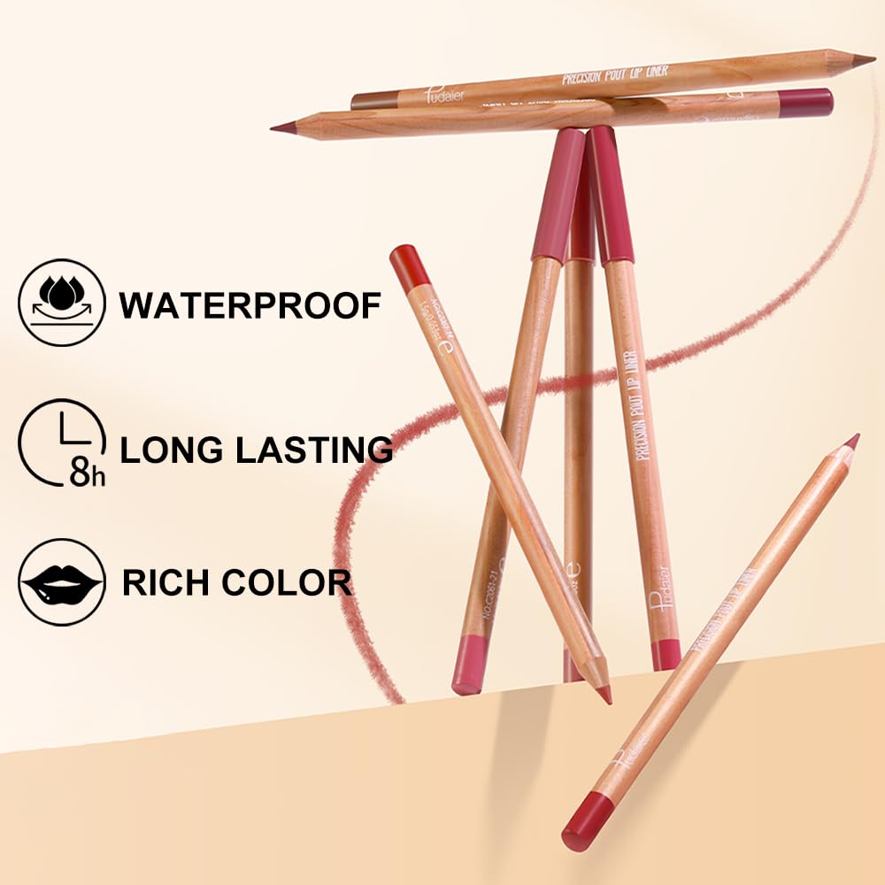 12 Colors Lip Liner Set, Matte Finish Series Lip Liners Pen Kit for Women, Long Lasting Waterproof Smooth High Pigmented Lip Pencil for Daily Makeup (Set B) - Image 3