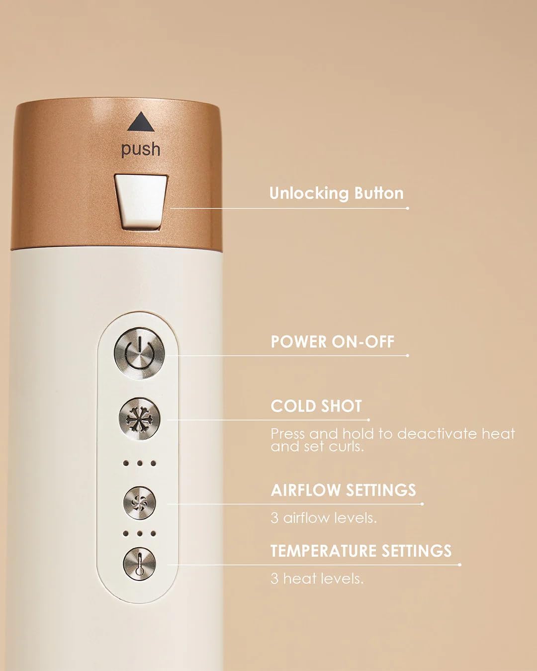 Luxx Luxx Air Pro 2 5in1 Pearl White Hair Dryer Brush Set, Curling Iron and Blow Dryer Combo Kit, 5 Attachments for All Hair Types, Volumizer Hair Dryer and Smoothing Brush, Ionic Technology, 1200W - Image 3