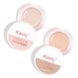 Kaely 2Pcs Shimmer under Eye Brightener, Conceal Brighten Dark Circles, Color Correcting Pot Concealer for Dark Circles, Waterproof, Vegan Makeup & Cruelty-Free, 03 Ivory White & 04 Light