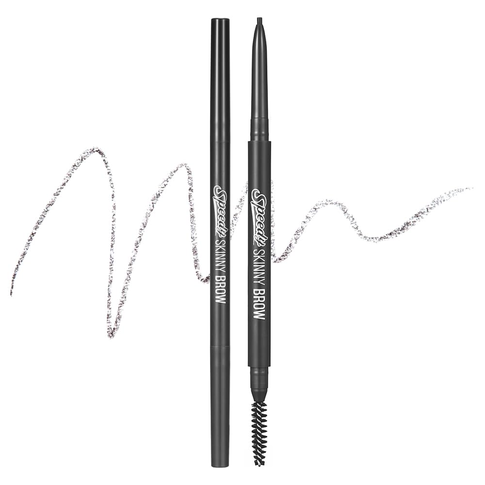 PERIPERA Speedy Skinny Brow (01 Gray Brown),1.5mm Precise Eyebrow Pencil, Dual-Sided Fine Tip Shades, Define Fills Brow Make up, K Beauty, Korean Make-up