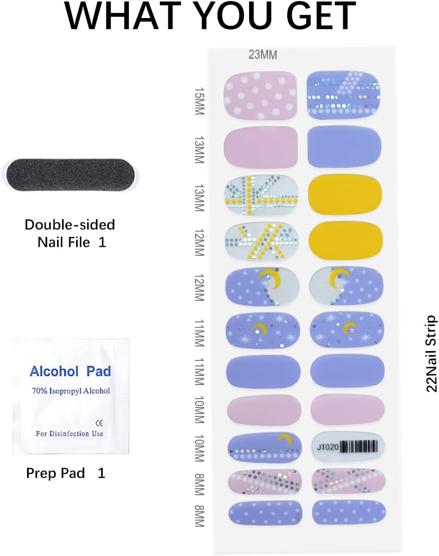 KING HORSE 22pcs Multicolor Polka Dot Gel Nail Stickers Long Lasting UV Free Nail Strips - Image 6