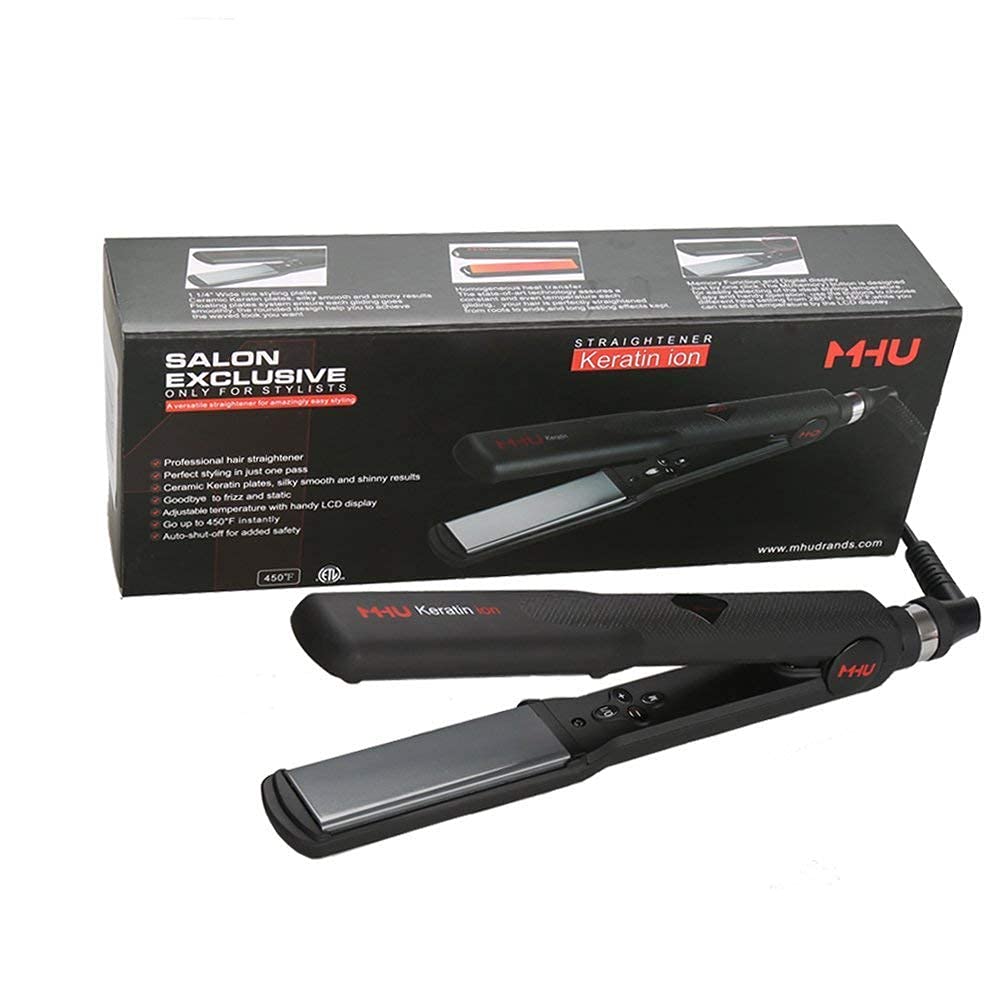 Professional Keratin Hair Straightener 1.25" Wide Flat Iron Hair Straightener Instant Heat Up Flat Iron 285℉-450℉, Dual Voltage, Auto Shut Off (Black) - Image 9