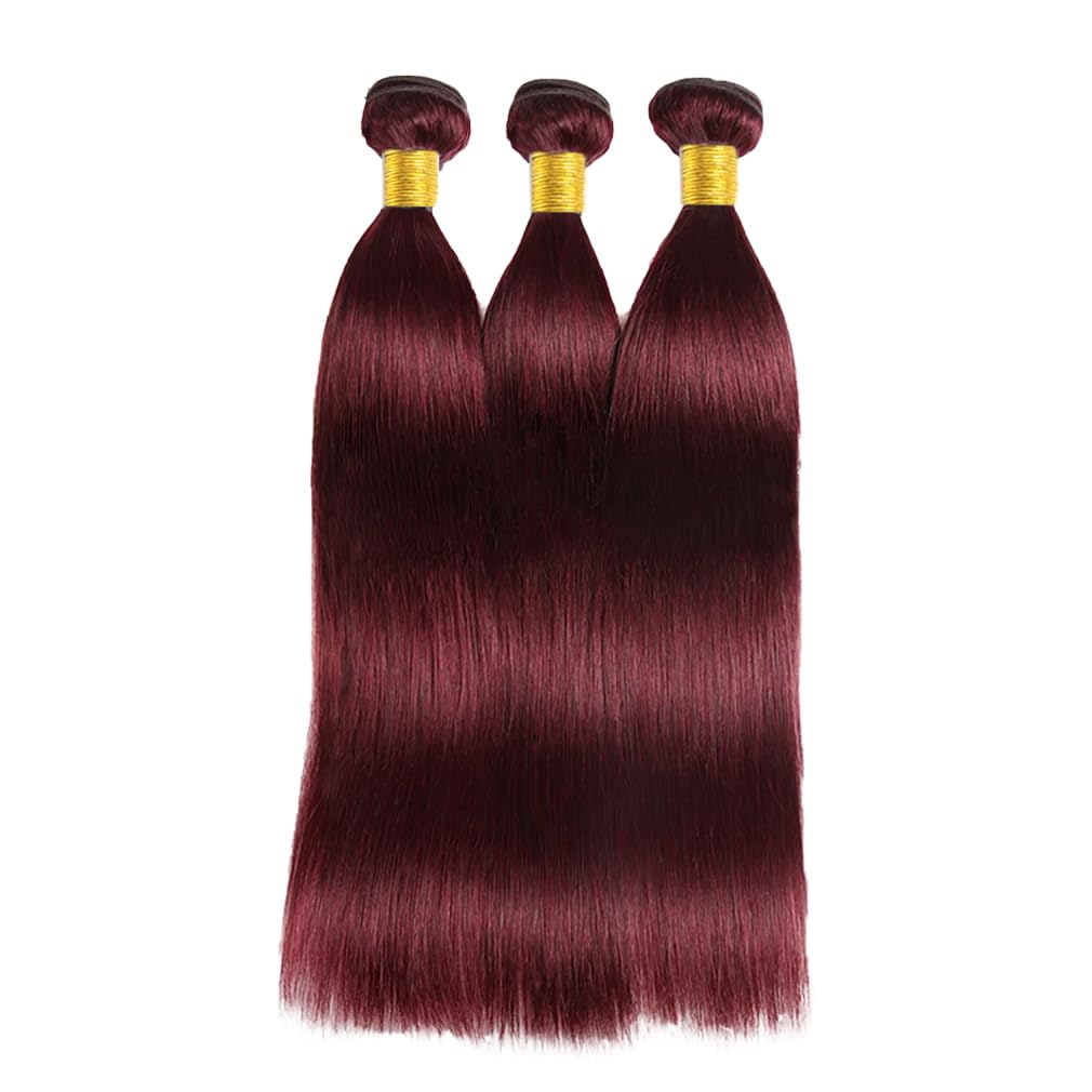 99j Burgundy Bundles Human Hair Straight Bundles Human Hair 28 30 32 Inch Brazilian Hair 3 Bundle Wine Red Unprocessed Virgin Remy Hair Extensions 50 Gram Per Bundle - Image 6
