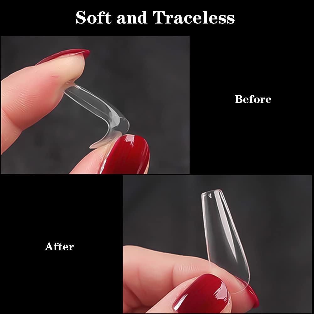 500pcs Clear Square Press on Nails Medium Length Fake Nails Acrylic Full Cover False Nails Tips Transparent Artificial Glue on Nail for Nail Art DIY,10 Sizes - Image 2