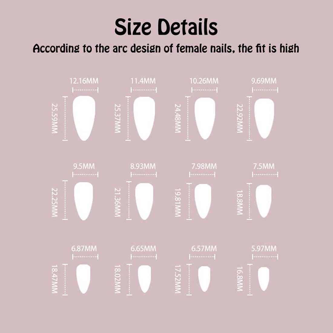 Almond Press on Nails White Short Medium Ombre Glue on Nails with Glitter Rhinestone Snowflake Designs Acrylic Fake Nails for Women Wedding Manicure Classy False Stick on Nails 24 Pcs - Image 4