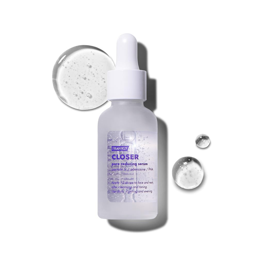 FRANKLY Closer Serum | Pore Minimizer Serum | 9 Peptides, Vegan Collagen, Adenosine, PHA | Korean Pore Minimizer for Glass Skin, Anti-Aging, Hydration, Elasticity | 1.01 fl oz