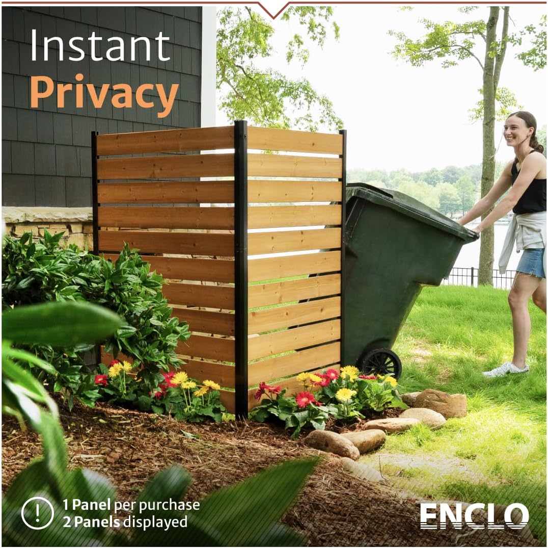 5ft H x 3.2ft W (1 Panel) No Dig Enclo Concord Cedar Wood Privacy Screen, Great to Hide Trash Cans, Decorative Patio Privacy Screen, Outdoor Privacy Fence Panel, Air Conditioner Fence, EC18022 - Image 2