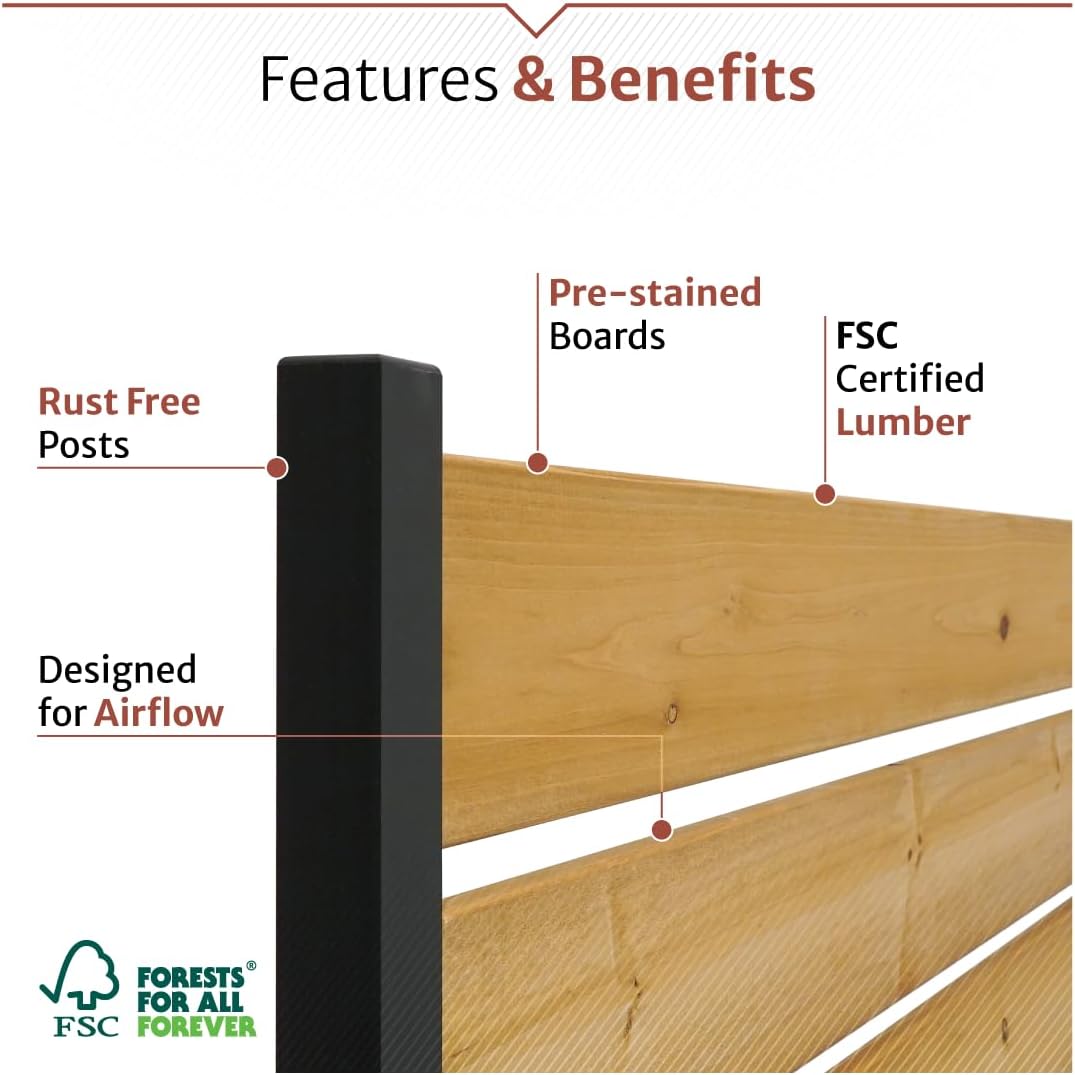 5ft H x 3.2ft W (1 Panel) No Dig Enclo Concord Cedar Wood Privacy Screen, Great to Hide Trash Cans, Decorative Patio Privacy Screen, Outdoor Privacy Fence Panel, Air Conditioner Fence, EC18022 - Image 3