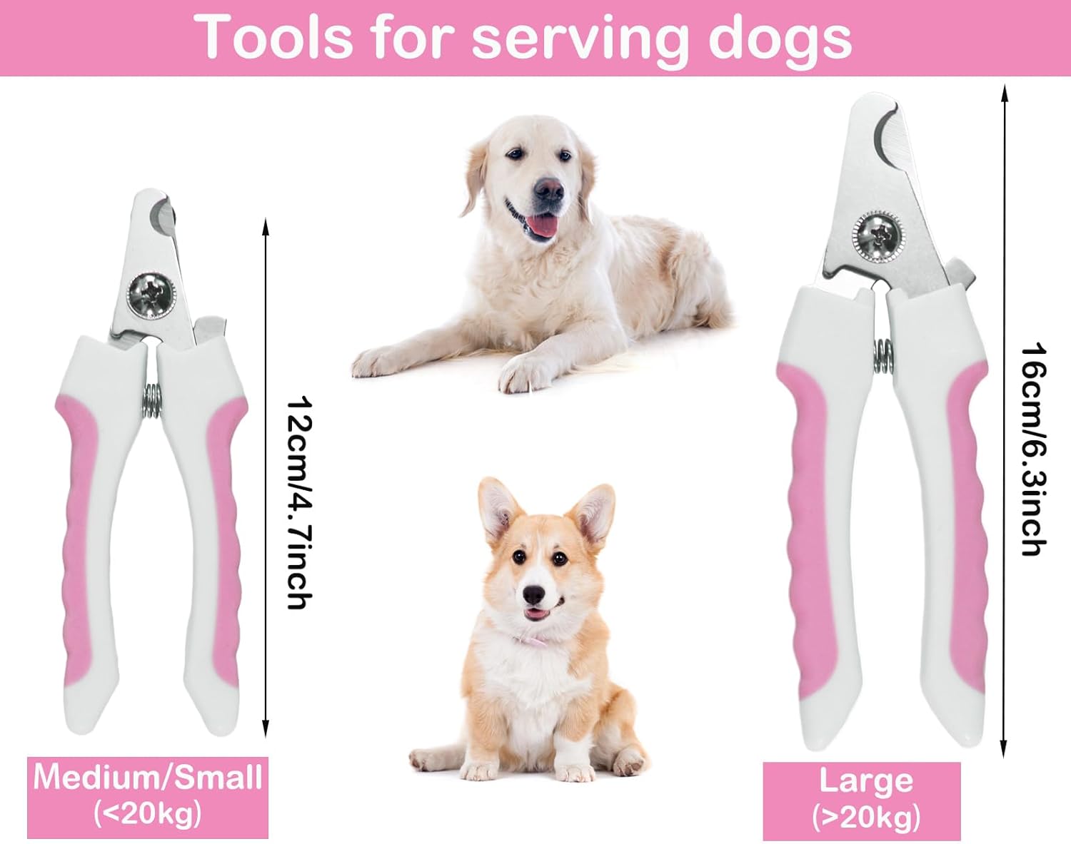 5Pcs Dogs and Cats Grooming Nail Clippers Kit Pet Claws Nail Clipper Trimmers, with Protective Guard Lock to Avoid Over Cutting, Professional Trimmers for Large and Small Cat and Dog Animal. (Pink) - Image 2