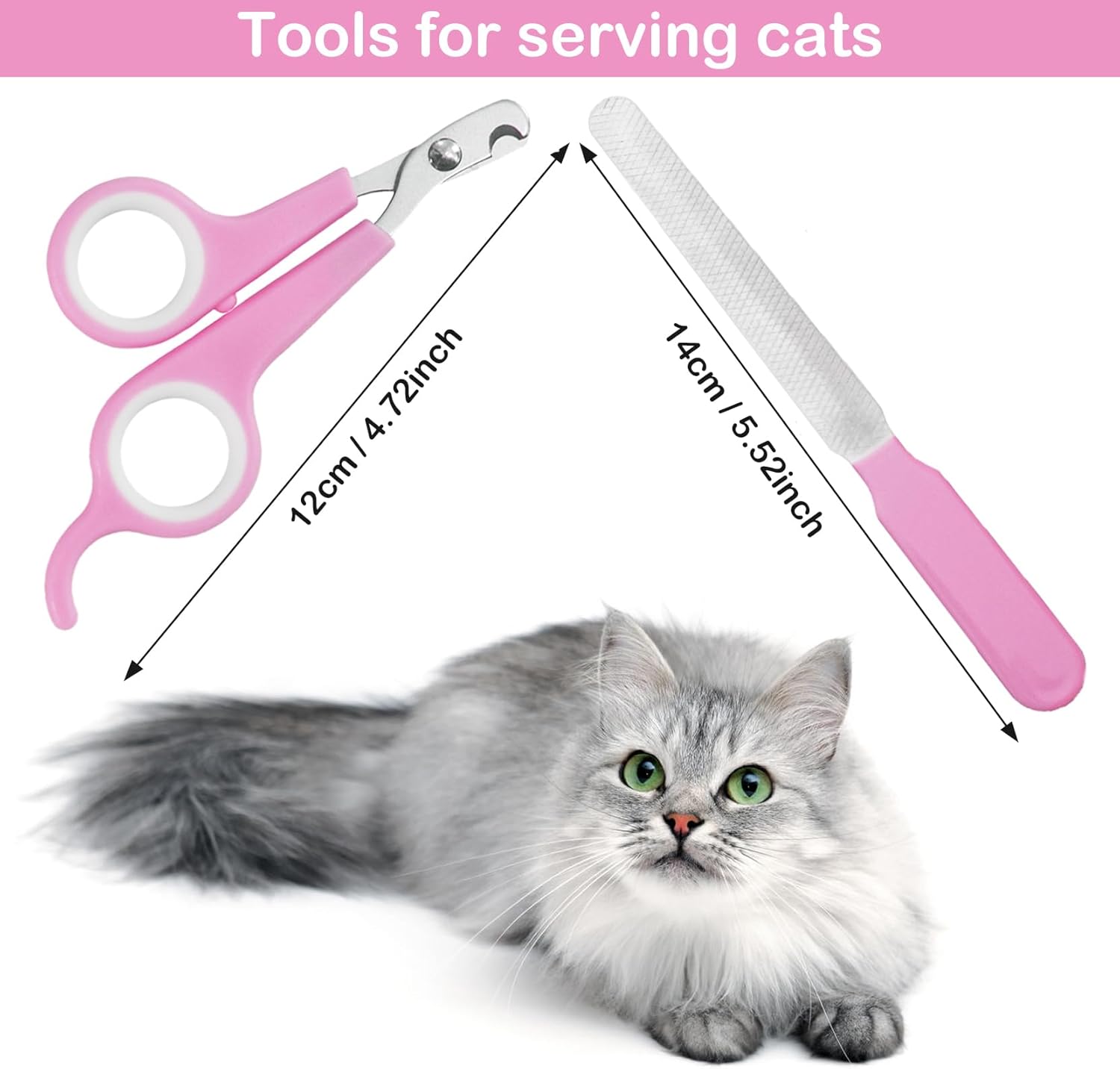 5Pcs Dogs and Cats Grooming Nail Clippers Kit Pet Claws Nail Clipper Trimmers, with Protective Guard Lock to Avoid Over Cutting, Professional Trimmers for Large and Small Cat and Dog Animal. (Pink) - Image 3