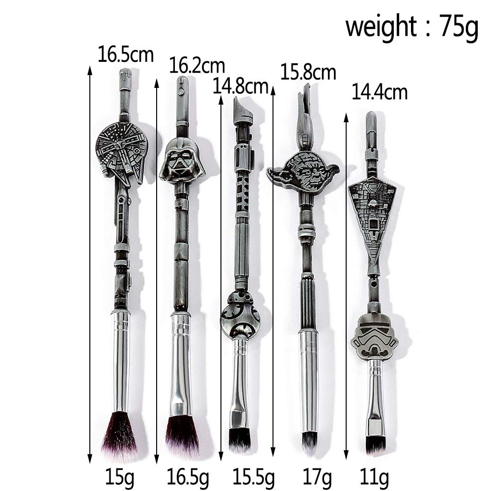 5Pcs Profession Star Makeup Brushes - Wars Professional Cosmetic Brushes Foundation Blending Blush Eye Shadows Face Powder Fan Brushes Kit for Fans - Image 7
