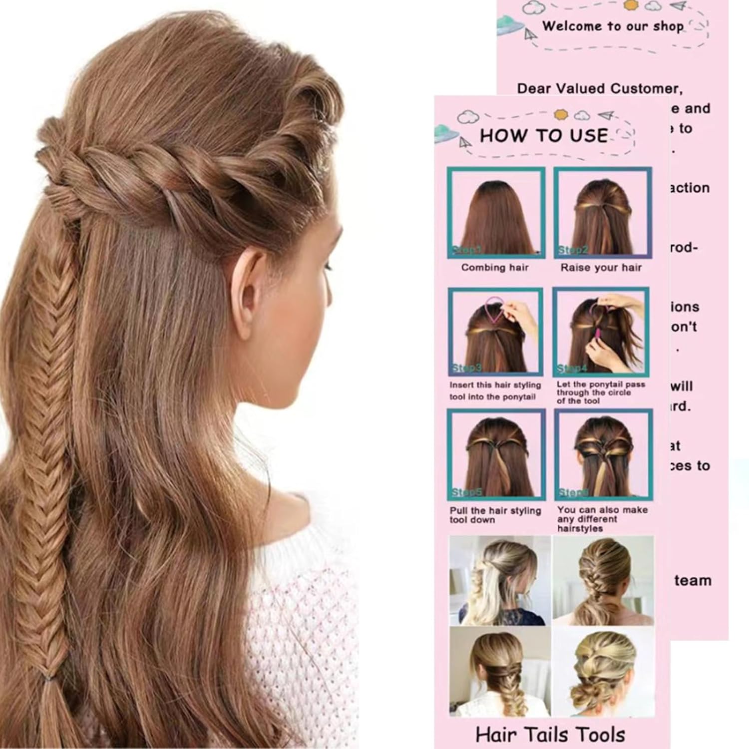 5Pcs Slick Hair Brush Set with 2Pcs Topsy Hair Tail Tool 1Pcs Bristle Teasing Hair Brushes 1Pcs Edge Brush 1Pcs Rat Tail Comb Woman,Girls,Hair Flyaways Styling,Edge&Back Combing biack - Image 8
