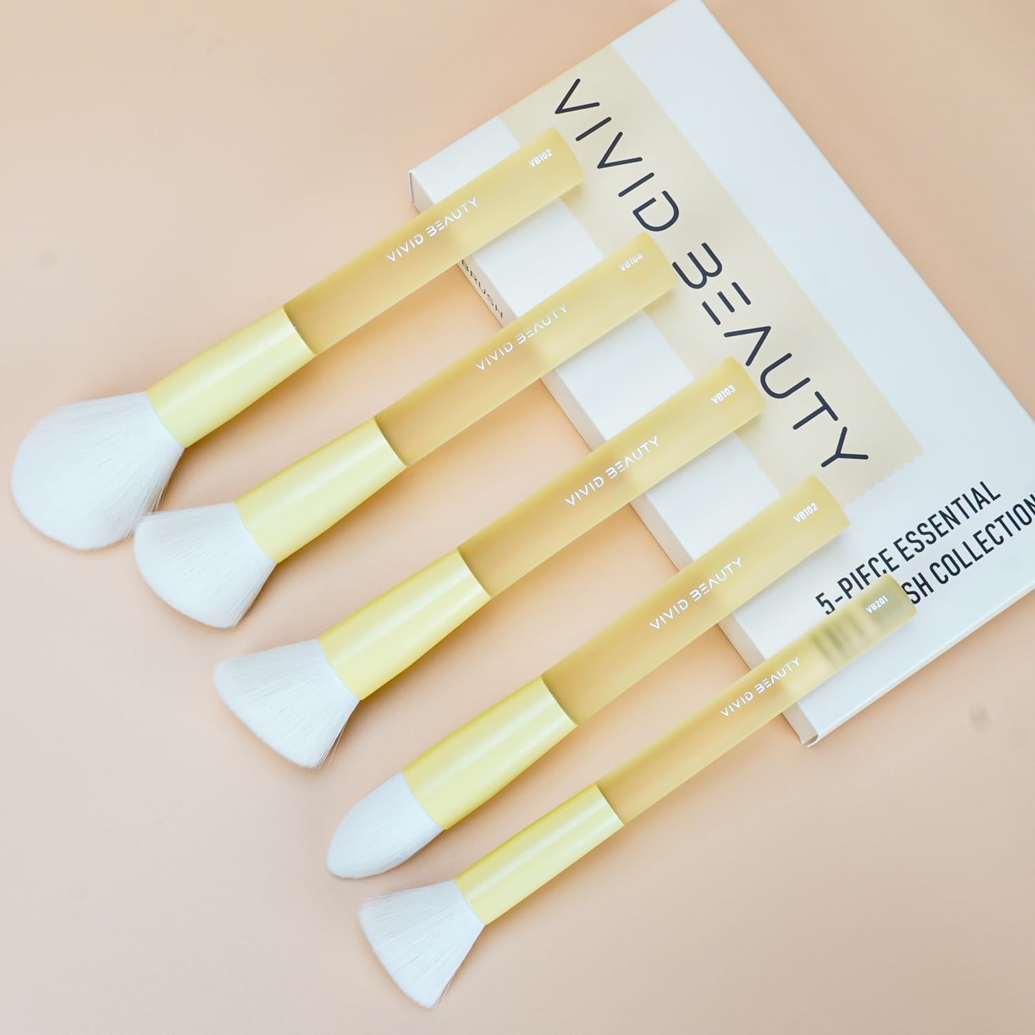 5pcs Yellow Face Makeup Brush Set – Mimic Natural Wool Synthetic Bristles, Non-Slip Rubber Handles – Cruelty-Free, Travel-Friendly Make up Brushes– Perfect for Contouring, Setting & More - Image 6