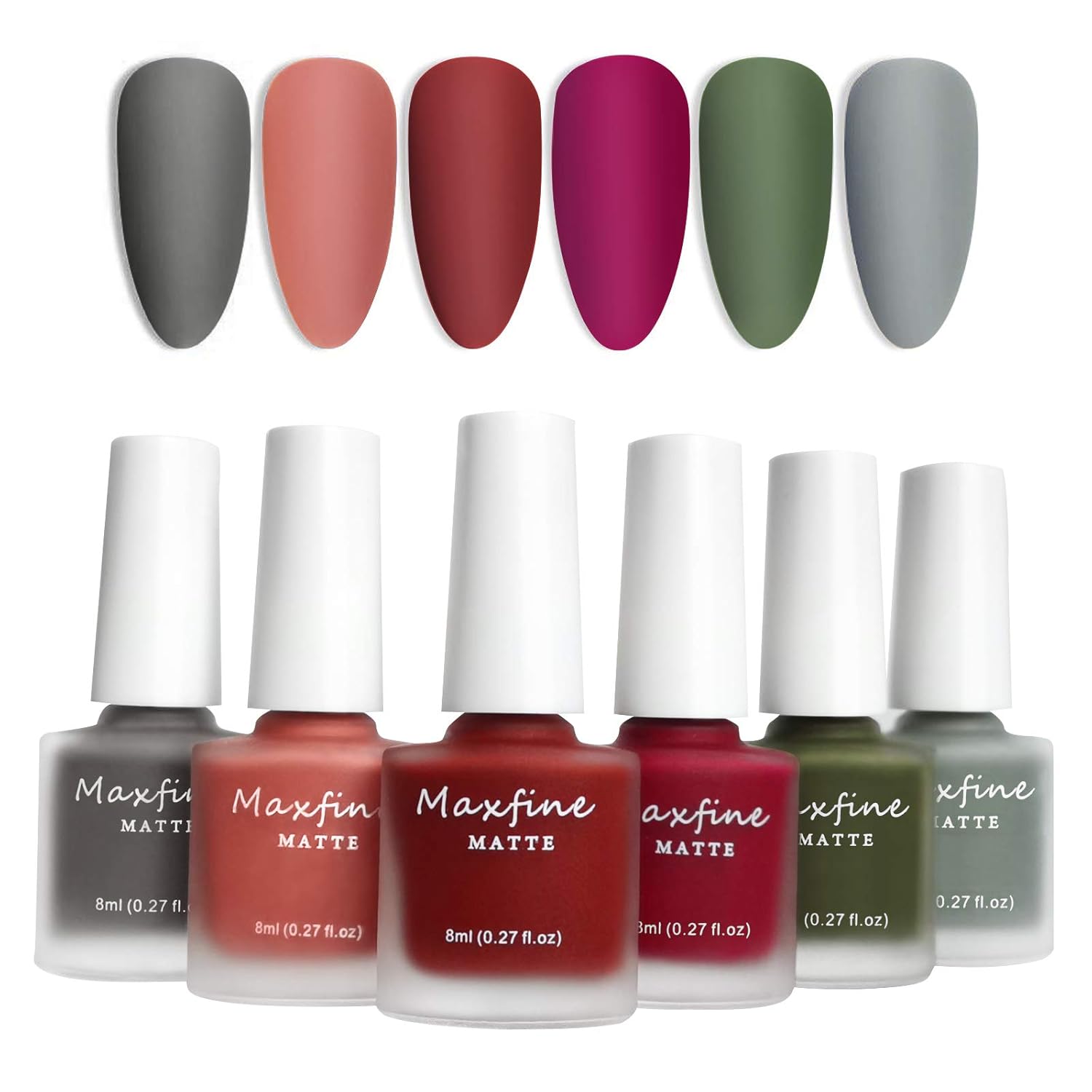 6 Colors Matte Nail Polish Set, Mist Effect Matte Finish Velvet Gel Nail Polish Kit, Long Lasting Waterproof Velvet Nail Art 8 ml/ Bottle -#B