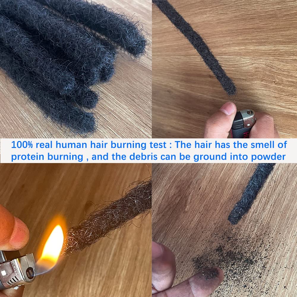 6 Inch 0.4cm Thickness Dreadlock Extensions Human Hair 30 Strands Locs Extensions Real Human Hair, Natural Black for Women Men Kids Full Handmade Permanent Locs Can Be Dyed and Bleached - Image 3