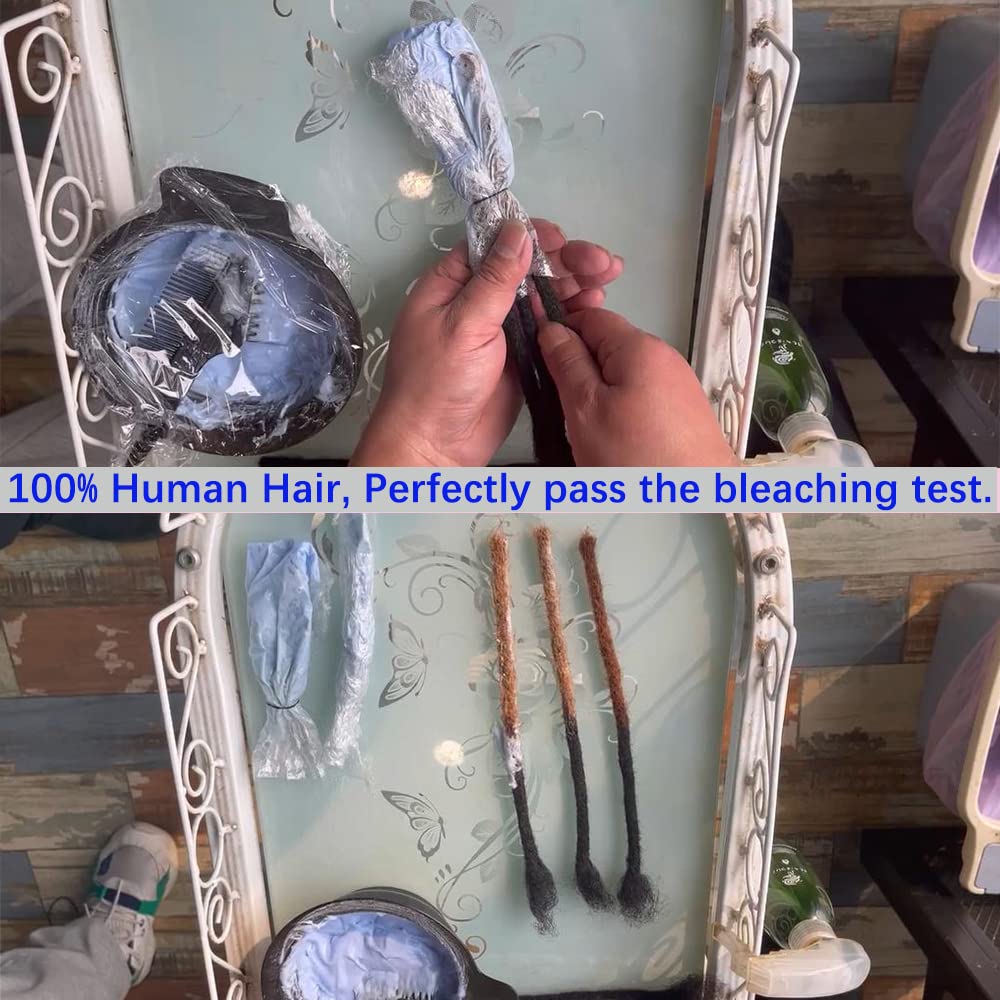 6 Inch 0.4cm Thickness Dreadlock Extensions Human Hair 30 Strands Locs Extensions Real Human Hair, Natural Black for Women Men Kids Full Handmade Permanent Locs Can Be Dyed and Bleached - Image 4