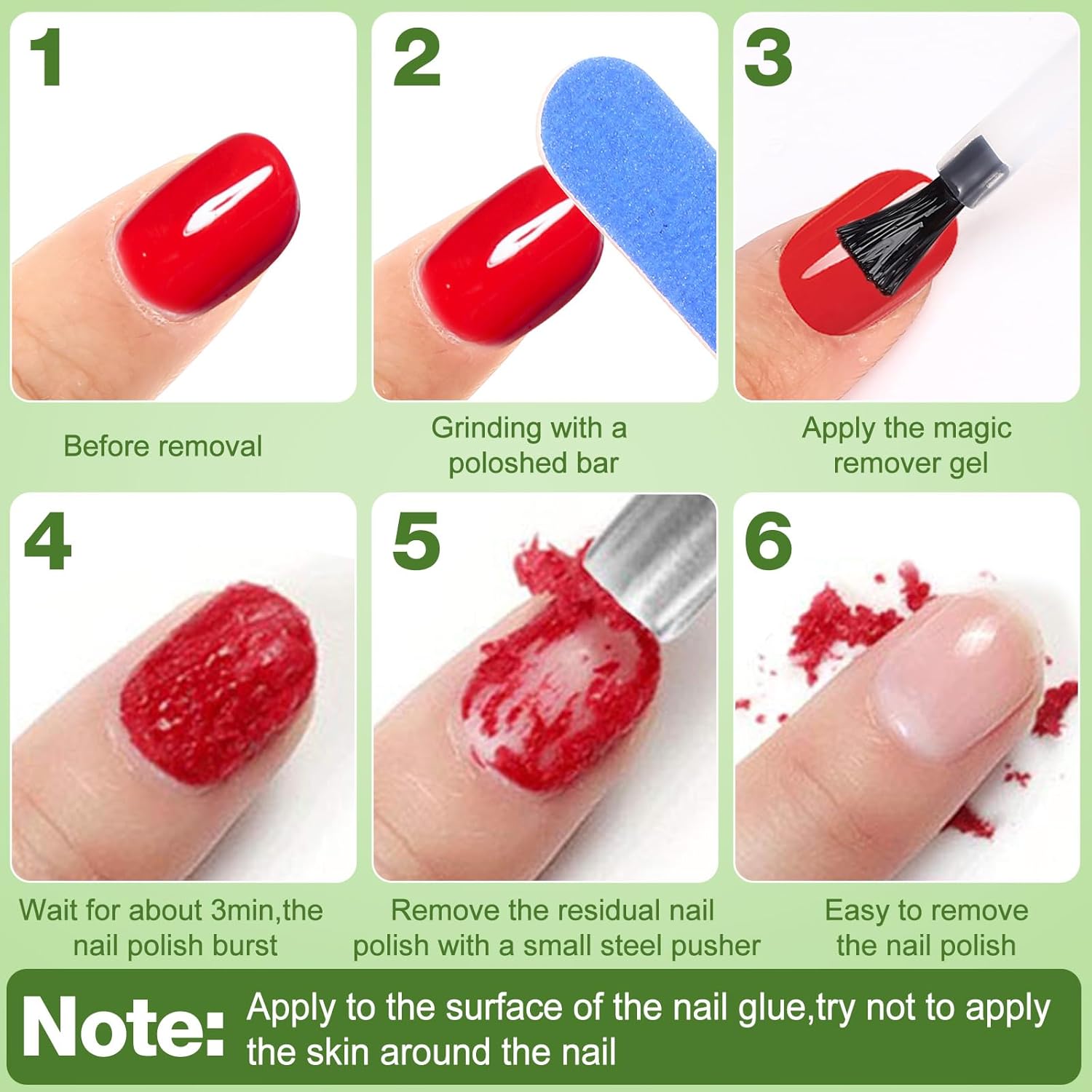 6 Pack Gel Nail Polish Remover 15ml Gel Remover for Nails Within 3-5 Minutes Quickly and Easily Soak off Polish Remover - Image 6