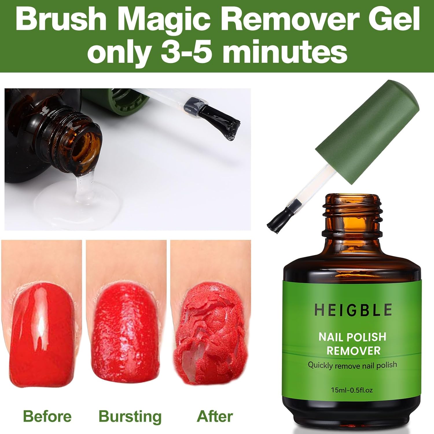 6 Pack Gel Nail Polish Remover 15ml Gel Remover for Nails Within 3-5 Minutes Quickly and Easily Soak off Polish Remover - Image 4