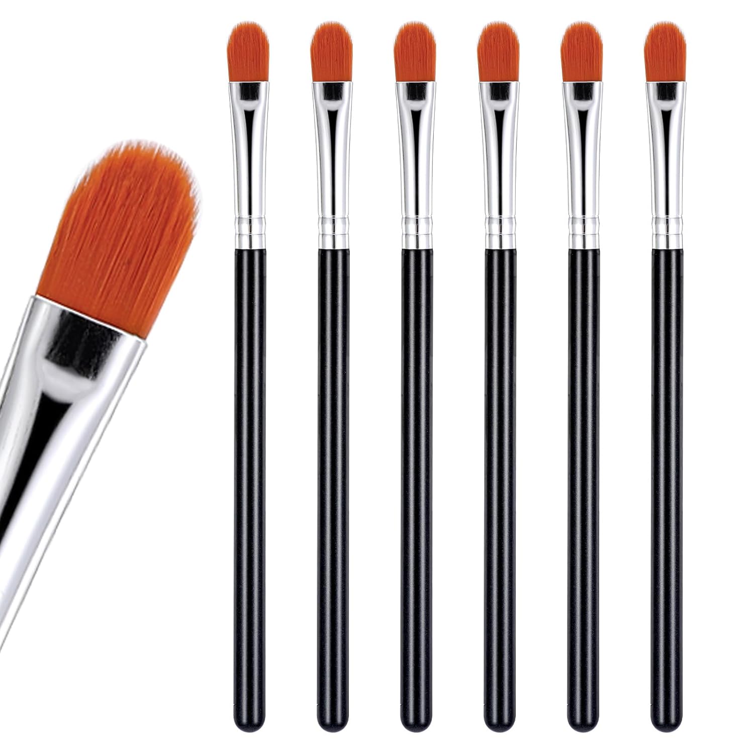 6 Pcs Flat Eye Shadow Primer Applicator Brush for Blending Concealer Small Makeup Concealer Eyeshadow Brow Brushes Liquid Shadows and Eye Primer Base Makeup Tool Concealing Small Imperfection