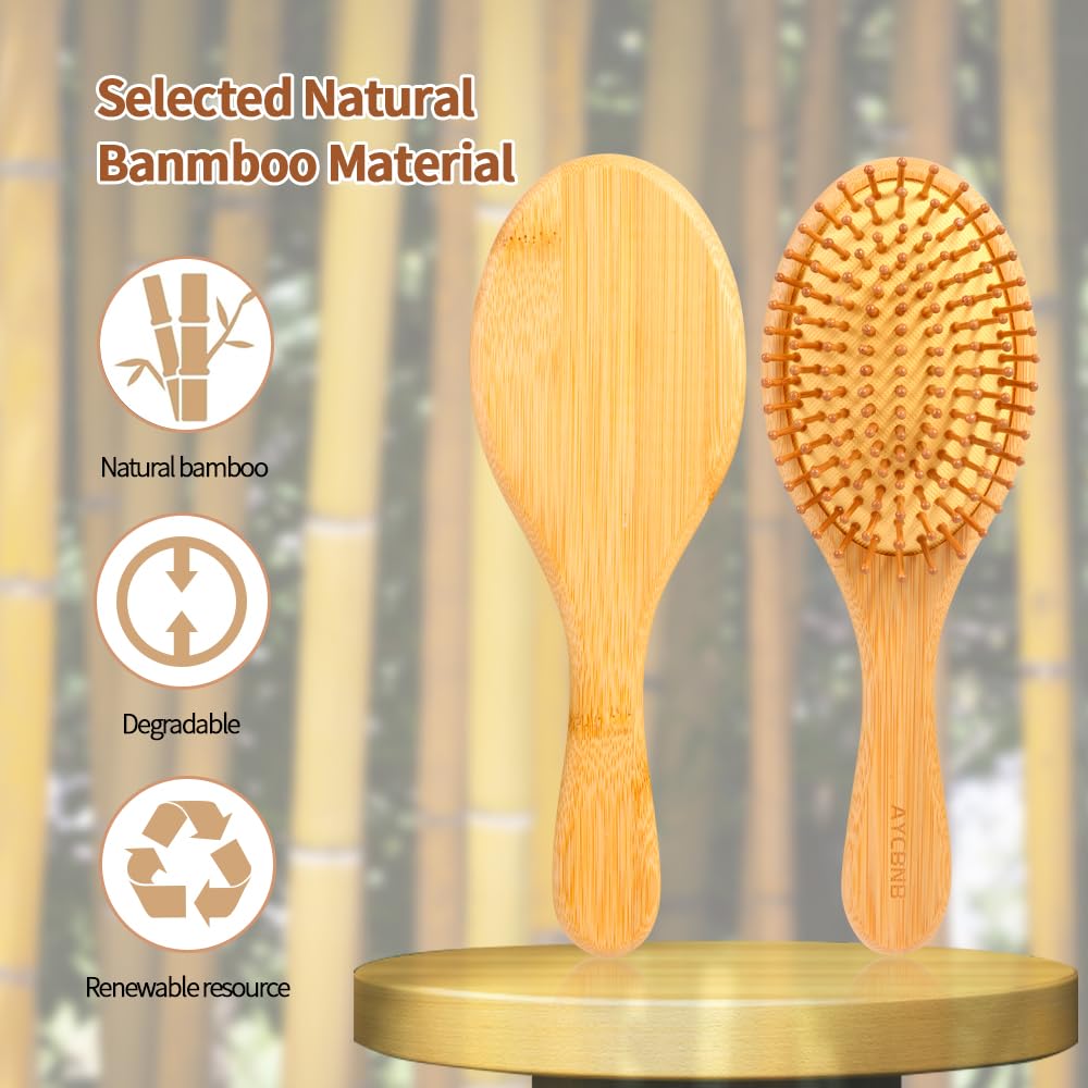 6 Piece Bamboo Hair Brush Set for Hair Growth, Large Paddle Detangler for All Hair Types - Image 5