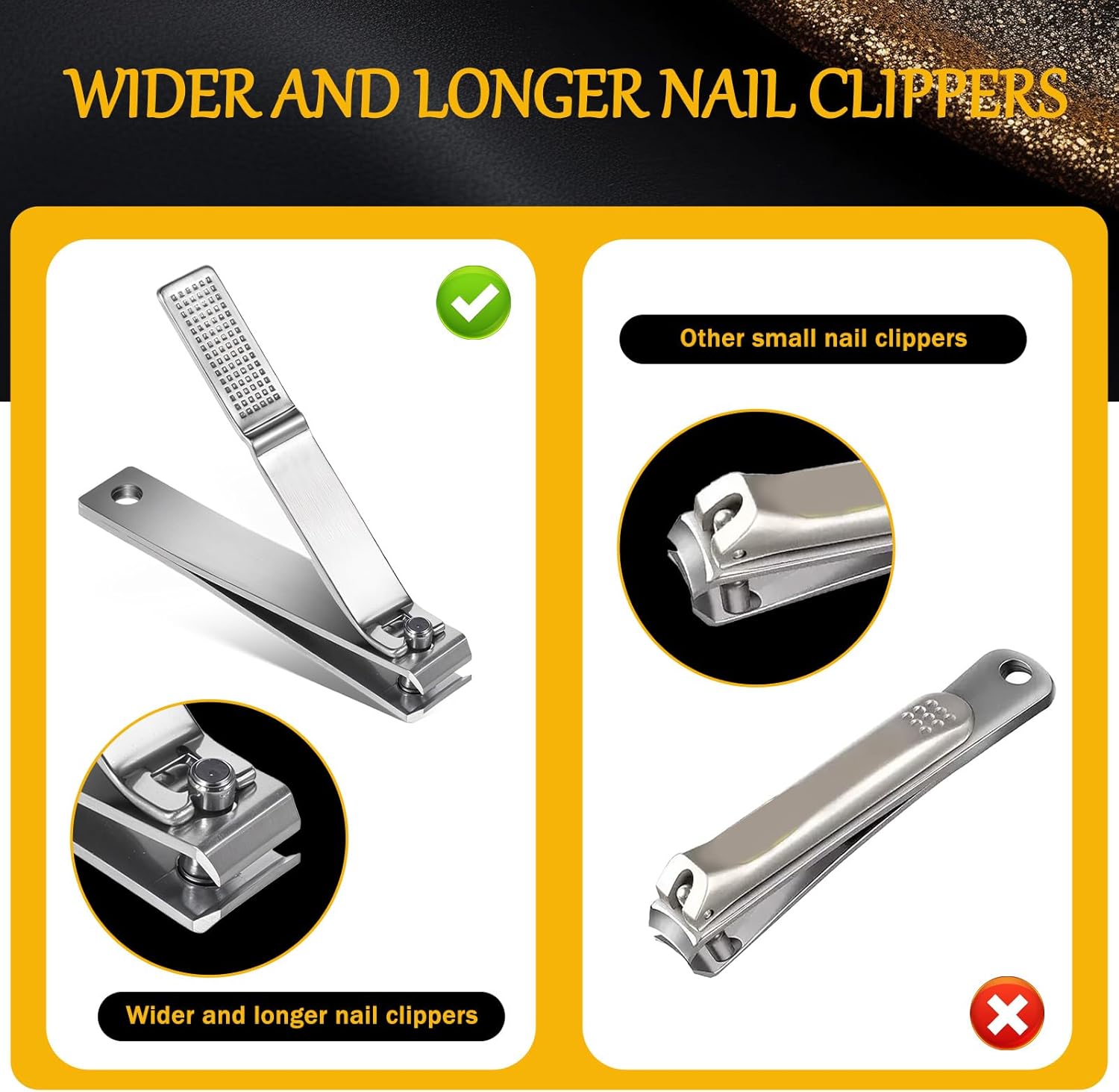 6 Pieces Straight Nail Clippers for Thick Nails Edge Toenails Clippers Stainless Steel Nails Cutters Heavy Duty Fingernail Clipper for Men Women - Image 4