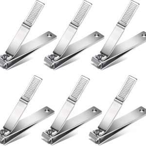 6 Pieces Straight Nail Clippers for Thick Nails Edge Toenails Clippers Stainless Steel Nails Cutters Heavy Duty Fingernail Clipper for Men Women