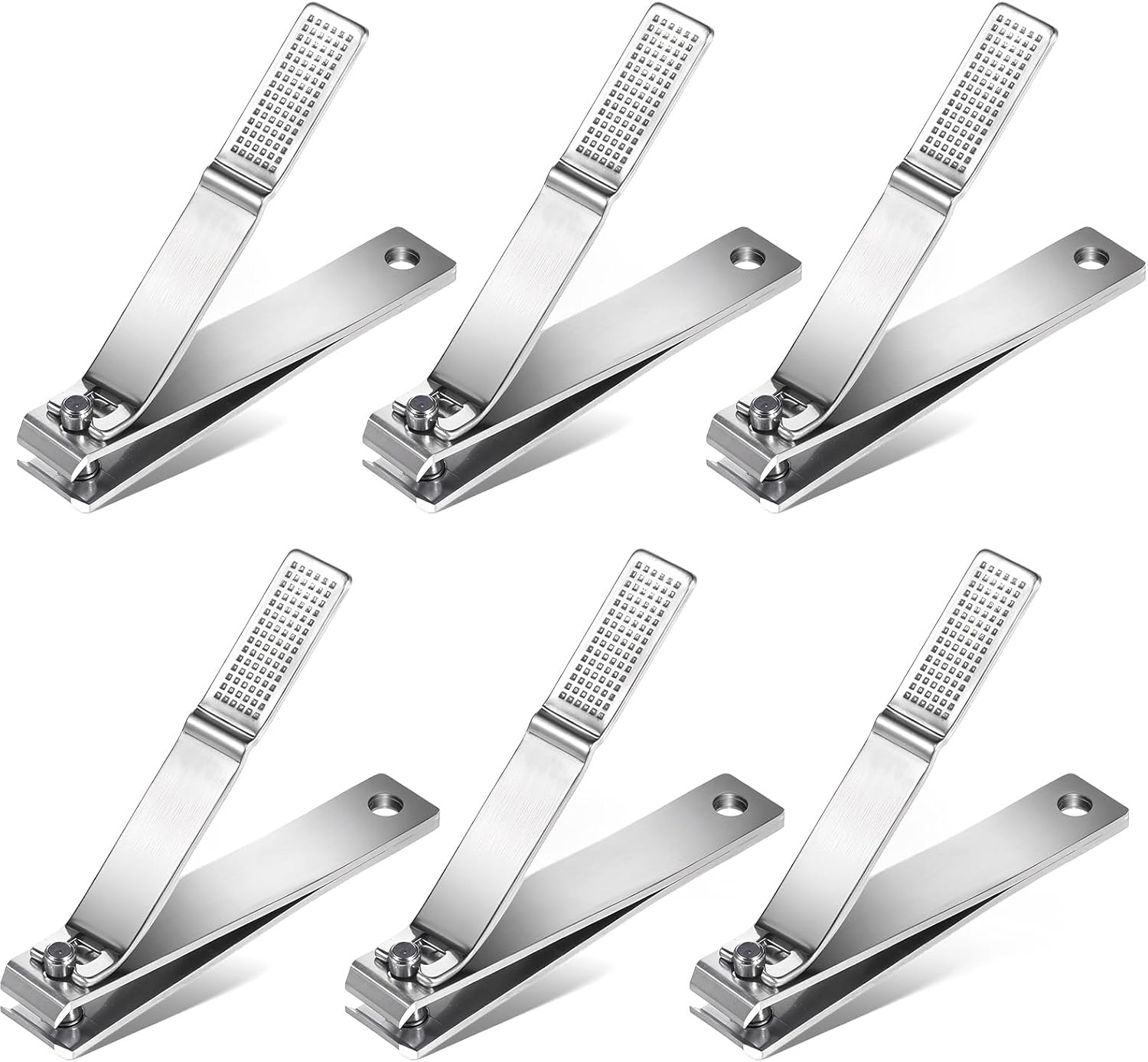6 Pieces Straight Nail Clippers for Thick Nails Edge Toenails Clippers Stainless Steel Nails Cutters Heavy Duty Fingernail Clipper for Men Women