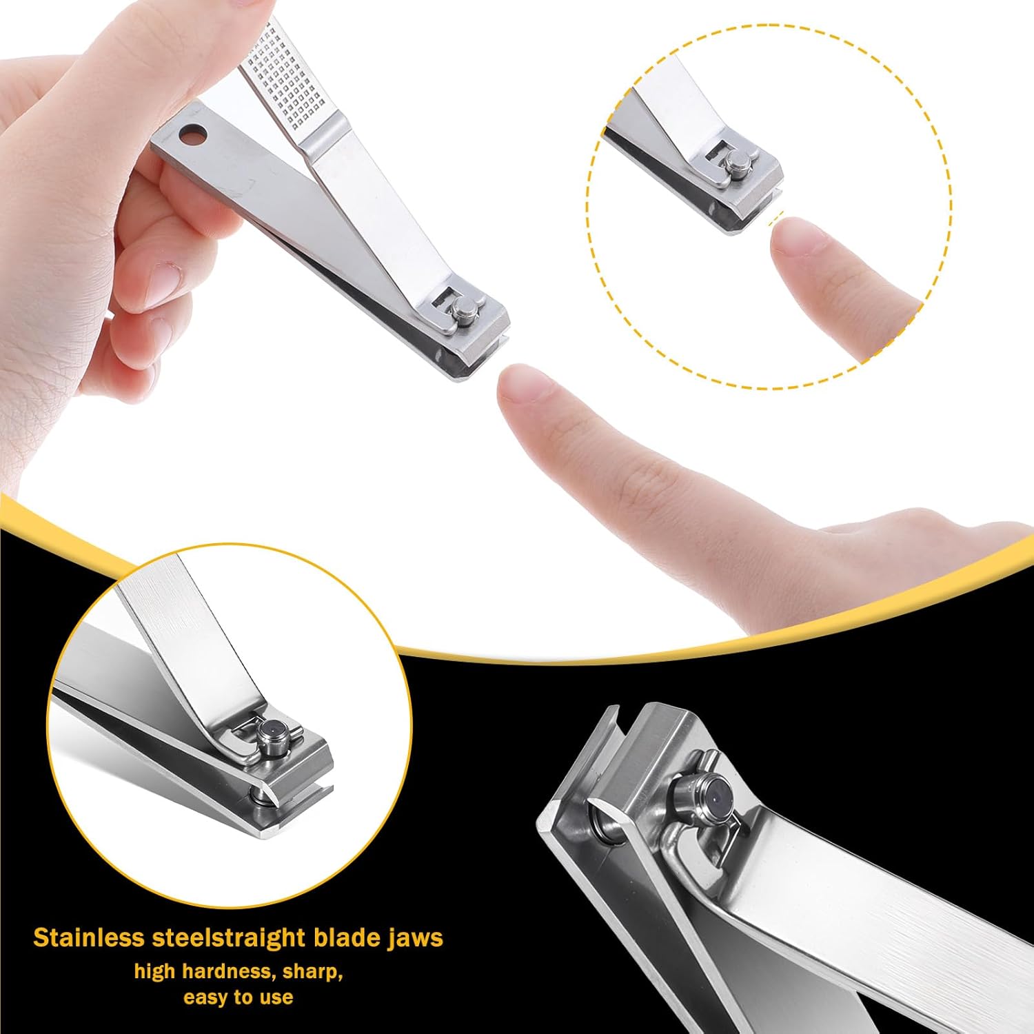 6 Pieces Straight Nail Clippers for Thick Nails Edge Toenails Clippers Stainless Steel Nails Cutters Heavy Duty Fingernail Clipper for Men Women - Image 5
