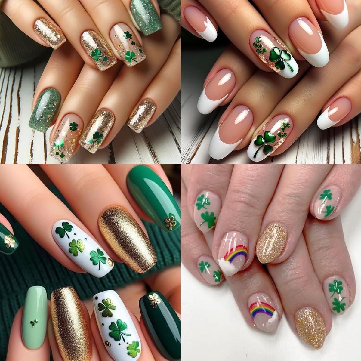 6 Sheets St. Patrick's Day Nail Stickers for Nail Art 3D Self-Adhesive Green Shamrock Nail Decals Four Leaf Clover Nail Sticker Holiday Spring Summer Design Manicure Decor for Women and Girls - Image 3