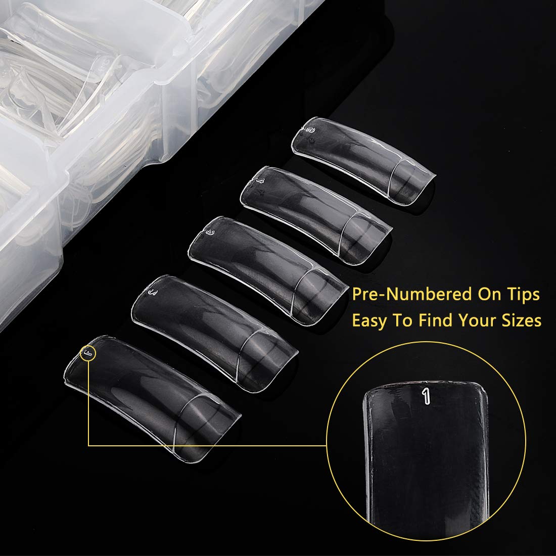 Professional 1000 Piece Clear Short Square French Acrylic Nail Tips Kit with Clipper and Files - Image 4