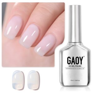 GAOY Jelly Nude Gel Nail Polish, 16ml Sheer White Translucent Soak Off Gel Polish, UV Light Cure for Nail Art DIY, 1641 Sheer White