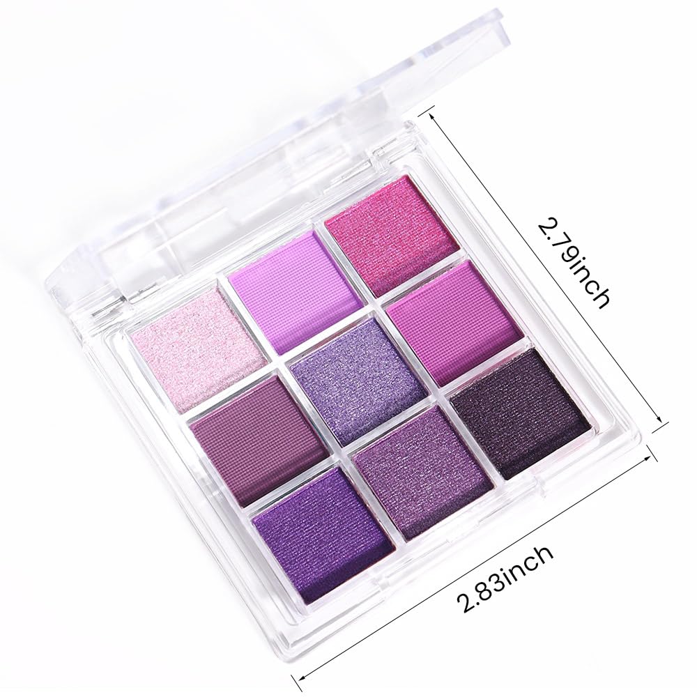 evpct 9 Colors Purple Glitter Eyeshadow Palette, Lavender Violet Purple Pink Glitter Metallic Shimmer Sparkly Eye Shadow Palette Makeup for Older Women Blue Eyes, Highly Pigmented Waterproof eyeshadow - Image 6