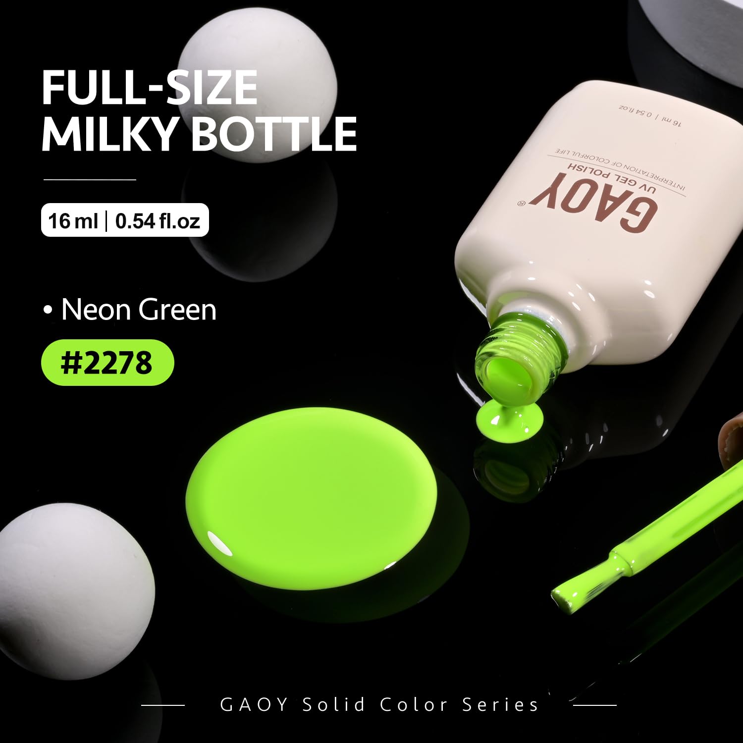 GAOY Neon Green Gel Nail Polish, 16ml Soak Off Gel Polish, UV Light Cure for Nail Art DIY Manicure at Home, 2278 Neon Green - Image 6