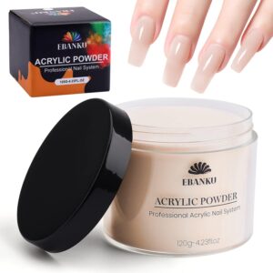 EBANKU Nude Acrylic Powder, 120g/4.23oz Acrylic Powder Large Capacity Professional Acrylic Nail Powder for Nail Acrylic Extension, Nail Carving, Long-Lasting, No Nail Lamp Needed