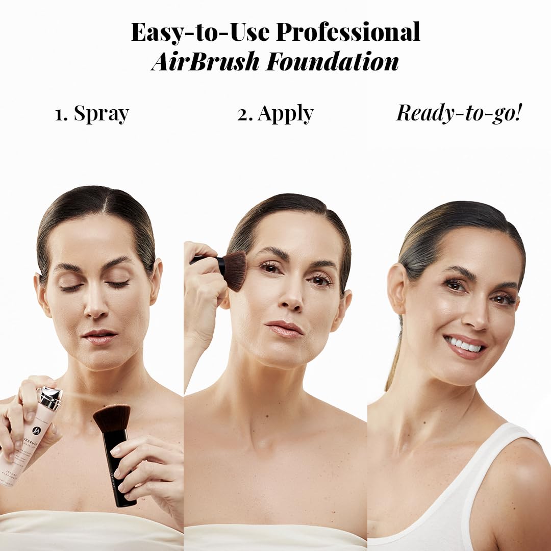 MagicMinerals AirBrush Foundation by Jerome Alexander – 2pc Set with Airbrush Foundation and Kabuki Brush - Spray Makeup with Anti-aging Ingredients for Smooth Radiant Skin - Medium - Image 3
