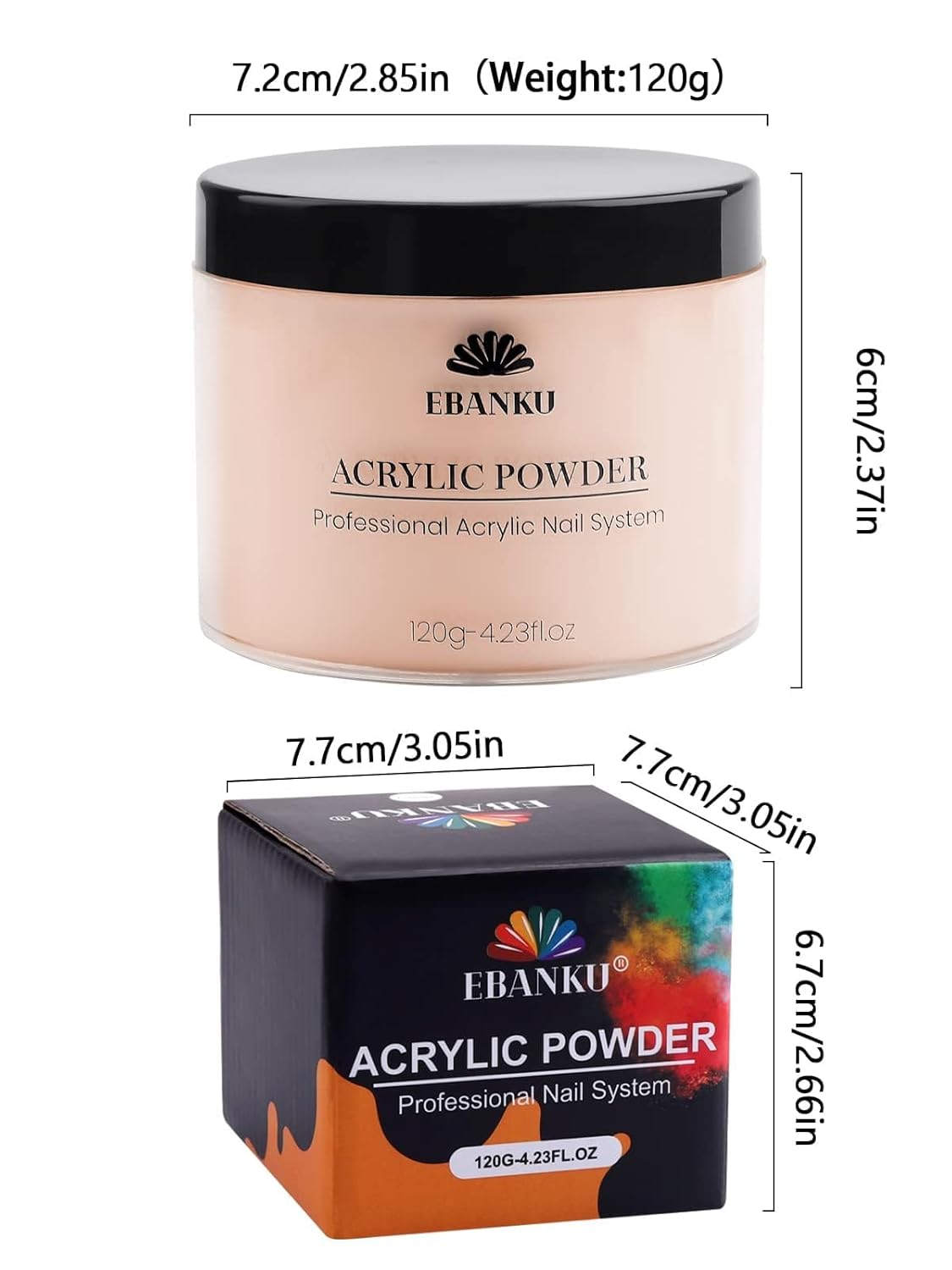 EBANKU Nude Acrylic Powder, 120g/4.23oz Acrylic Powder Large Capacity Professional Acrylic Nail Powder for Nail Acrylic Extension, Nail Carving, Long-Lasting, No Nail Lamp Needed - Image 2