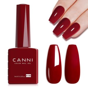 CANNI Red Gel Polish - Deep Dark Red Color, High Gloss Soak Off UV Gel Nail Polish for French Nail Manicure Salon DIY