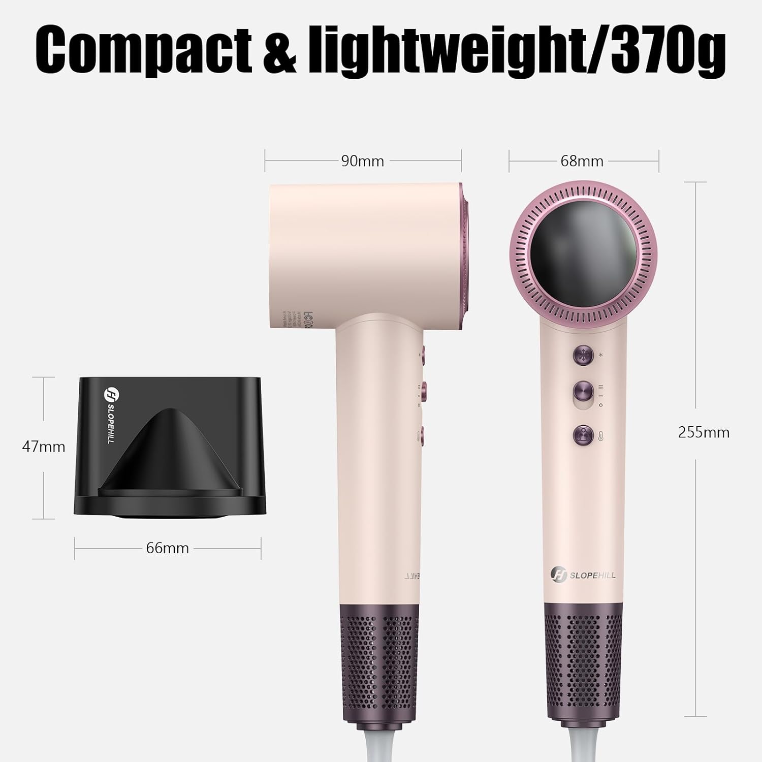 Slopehill Hair Dryer - 110,000 RPM High-Velocity Fast Drying + Low Noise + Lightweight + Intelligent Temperature Control Hair Care for Home, Salon and Travel (Pink) - Image 8
