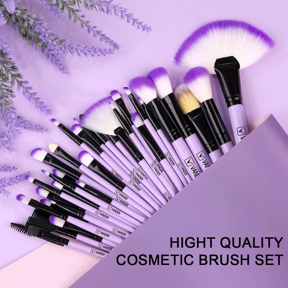 Make up Brushes, VANDER Professional 32pcs Makeup Brush Set, Makeup Brushes Set Foundation Blending Cosmetic Brush Set Kit,Purple - Image 9