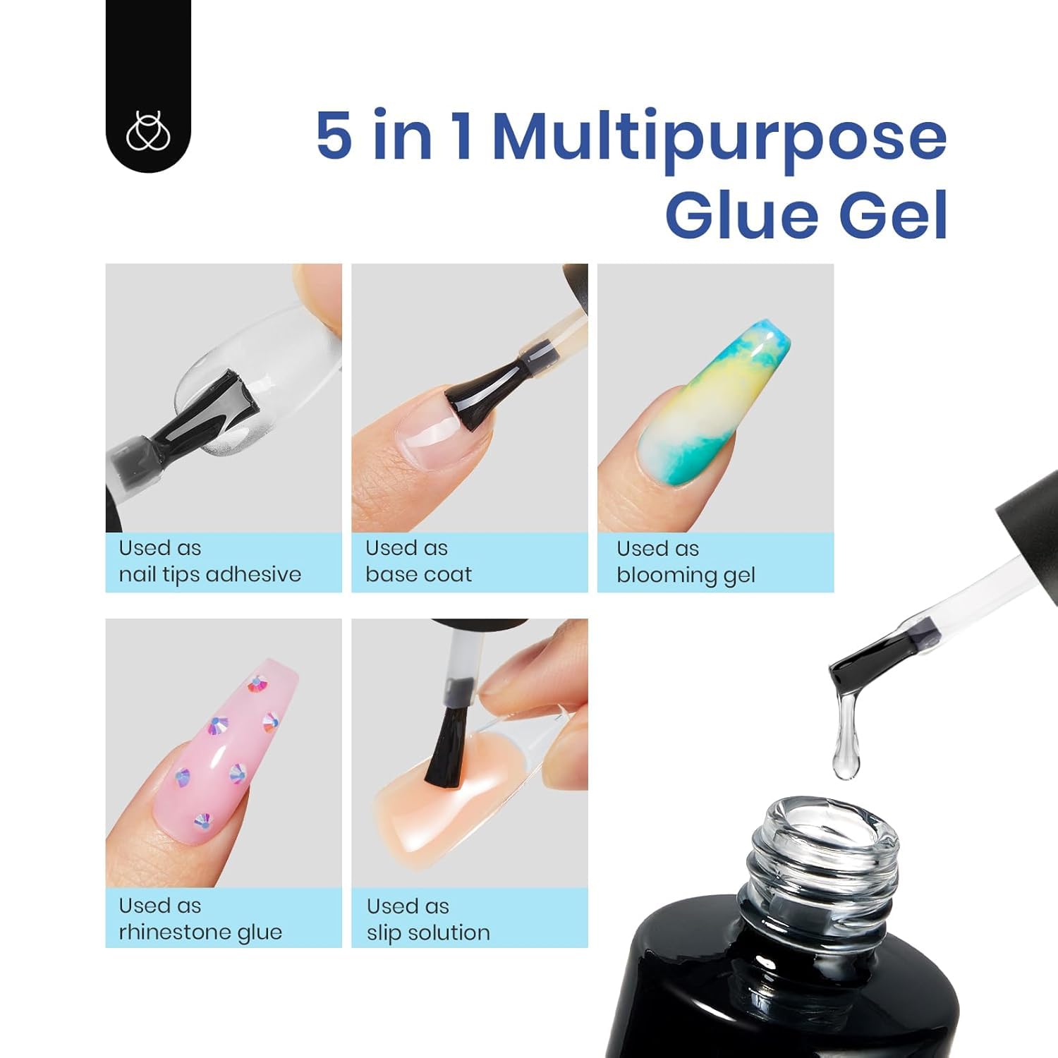 Beetles Almond Gel Nail Kit with 5 In 1 Nail Glue, Pre Shaped Easy Nail Extension Set Clear Medium Almond Glue on Nail Tips & UV Lamp Acrylic Nail Clipper Home DIY Gifts for Women - Image 3