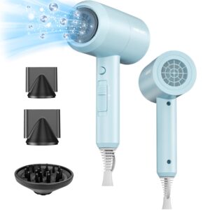 SHRATE Lightweight Ionic Hair Dryer with Diffuser - Powerful 1800W Blow Dryer for Fast Drying - Professional Low Noise Mini Hair Dryer for Travel, Gifts, Hair Styling