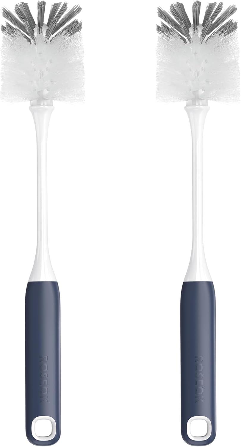 Long Handle Water Bottle Brush,Flexible Bottle Brush for Cleaning Milkshake Cup,Sports Bottle,Navy Blue,2 Pack