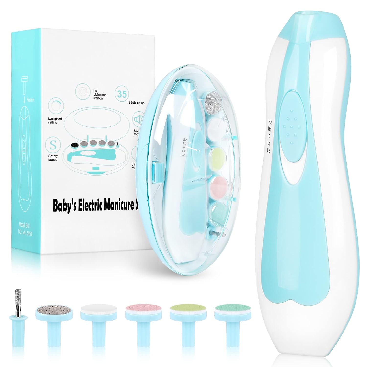Baby Nail Trimmer Electric,Baby Nail Clippers, 6 in 1 Baby Nail File,Nail File Baby Grooming Kit Manicure Set for Toddler or Adults - Image 9