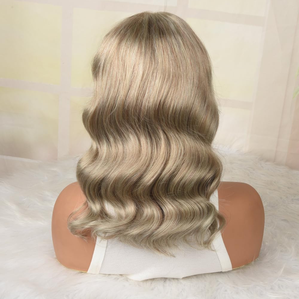 Ash Blonde Bob Wig Human Hair 13x4 HD Lace Front Human Hair Wig 180% Density Loose Body Wave Lace Front Wigs Human Hair Glueless Blonde Colored Bob Wig Pre Plucked for Women 14 Inch - Image 3