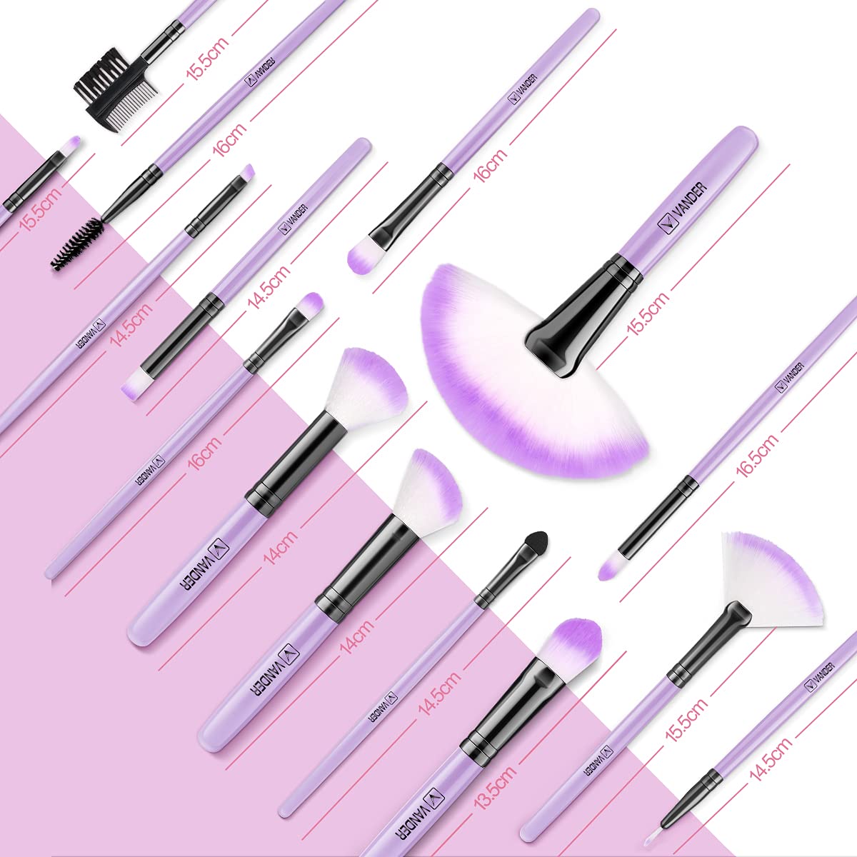 Make up Brushes, VANDER Professional 32pcs Makeup Brush Set, Makeup Brushes Set Foundation Blending Cosmetic Brush Set Kit,Purple - Image 5